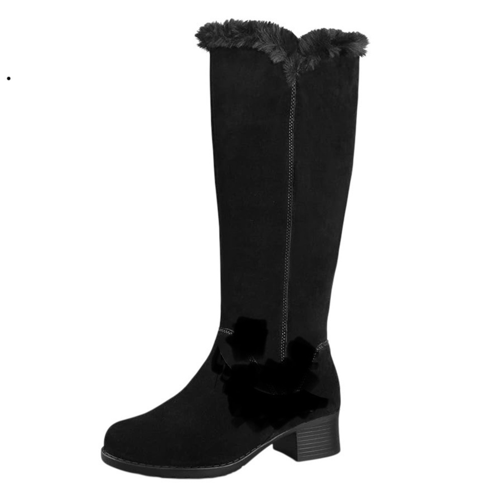Blondo Waterproof Tall Suede Faux Fur Trim 100% Wool Lining Block H2” Black 8.5